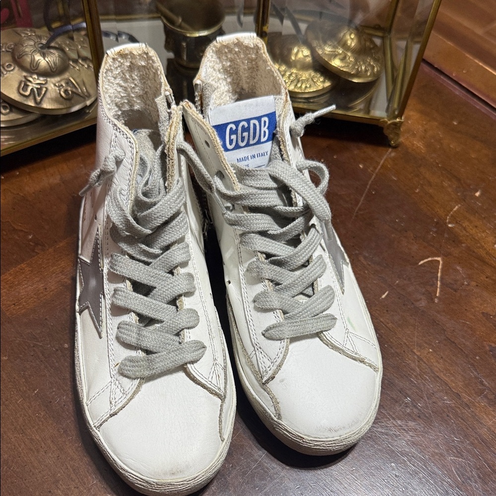 Golden Goose Kids White and Gray Sneakers